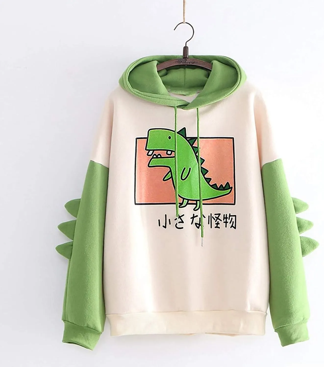Cute Hoodies for Women Teen Girls Kawaii Japanese Dinosaur Hoodie Tops Stitching Long Sleeve Hooded Sweatshirts