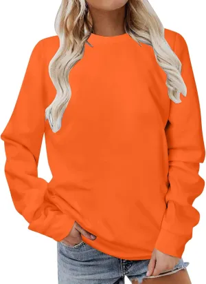 Cute Sweatshirts for Women Autumn Fashion Long Sleeve Pullover Basic Tees Crew Neck Solid Color Casual Blouses Shirts