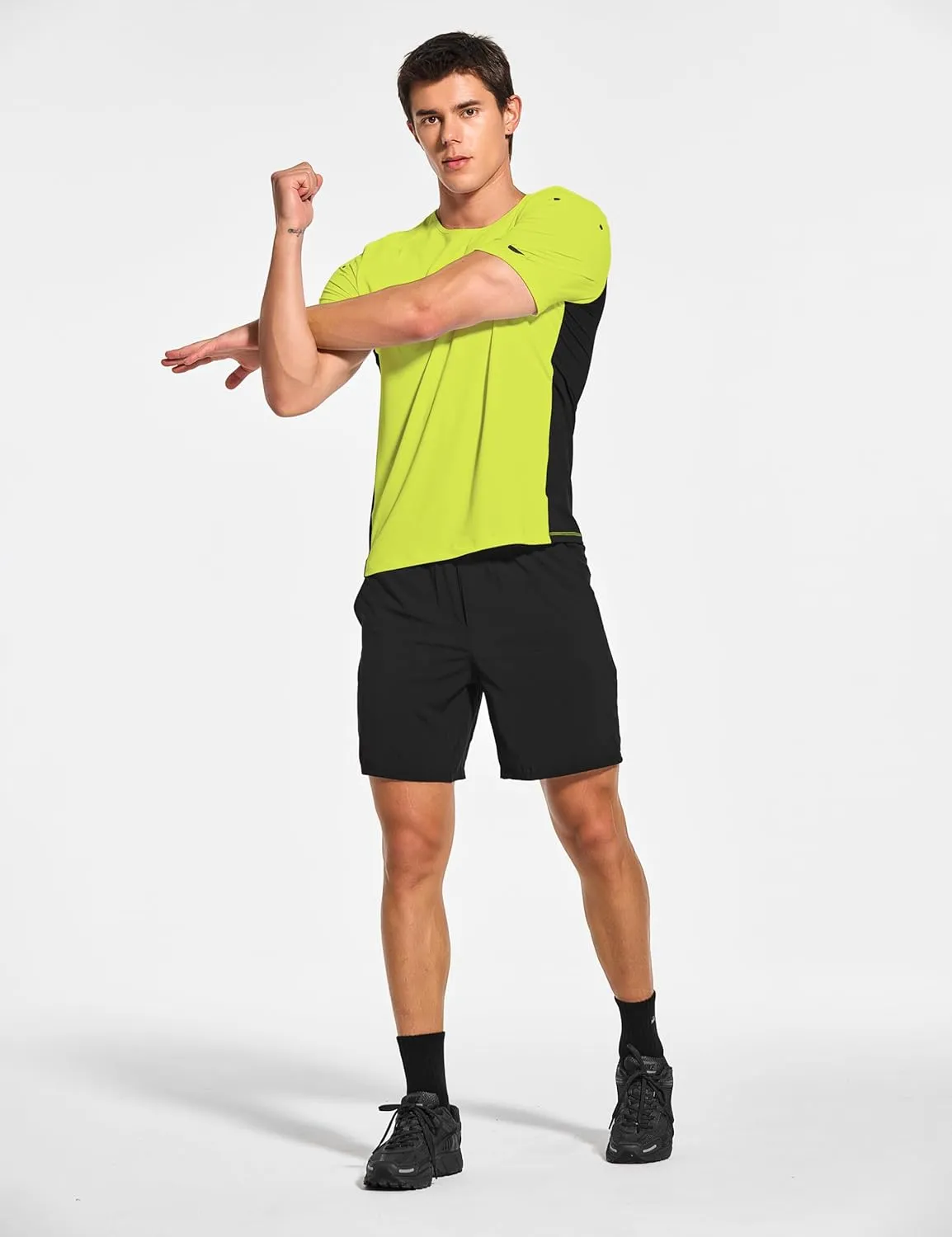 DEMOZU Men's Short Sleeve Running Workout Shirts Quick Dry Athletic Gym Tennis Swim Tee Shirts Big and Tall