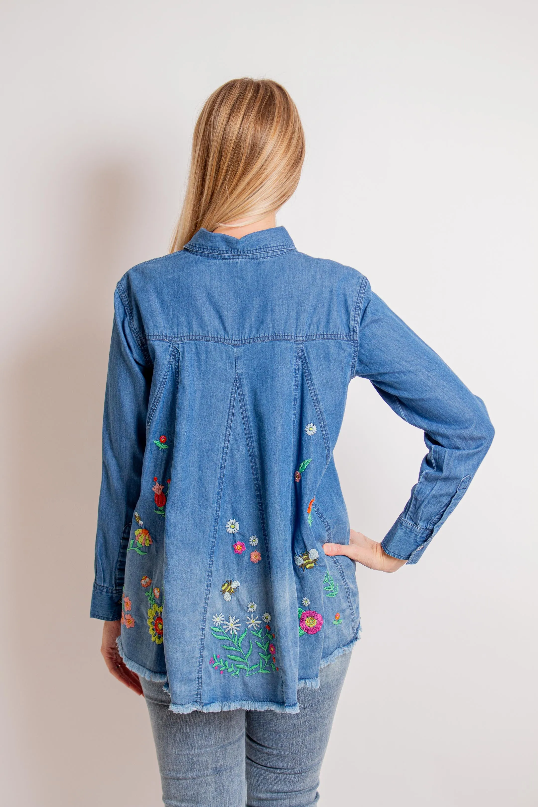 Denim shirt with embroidery