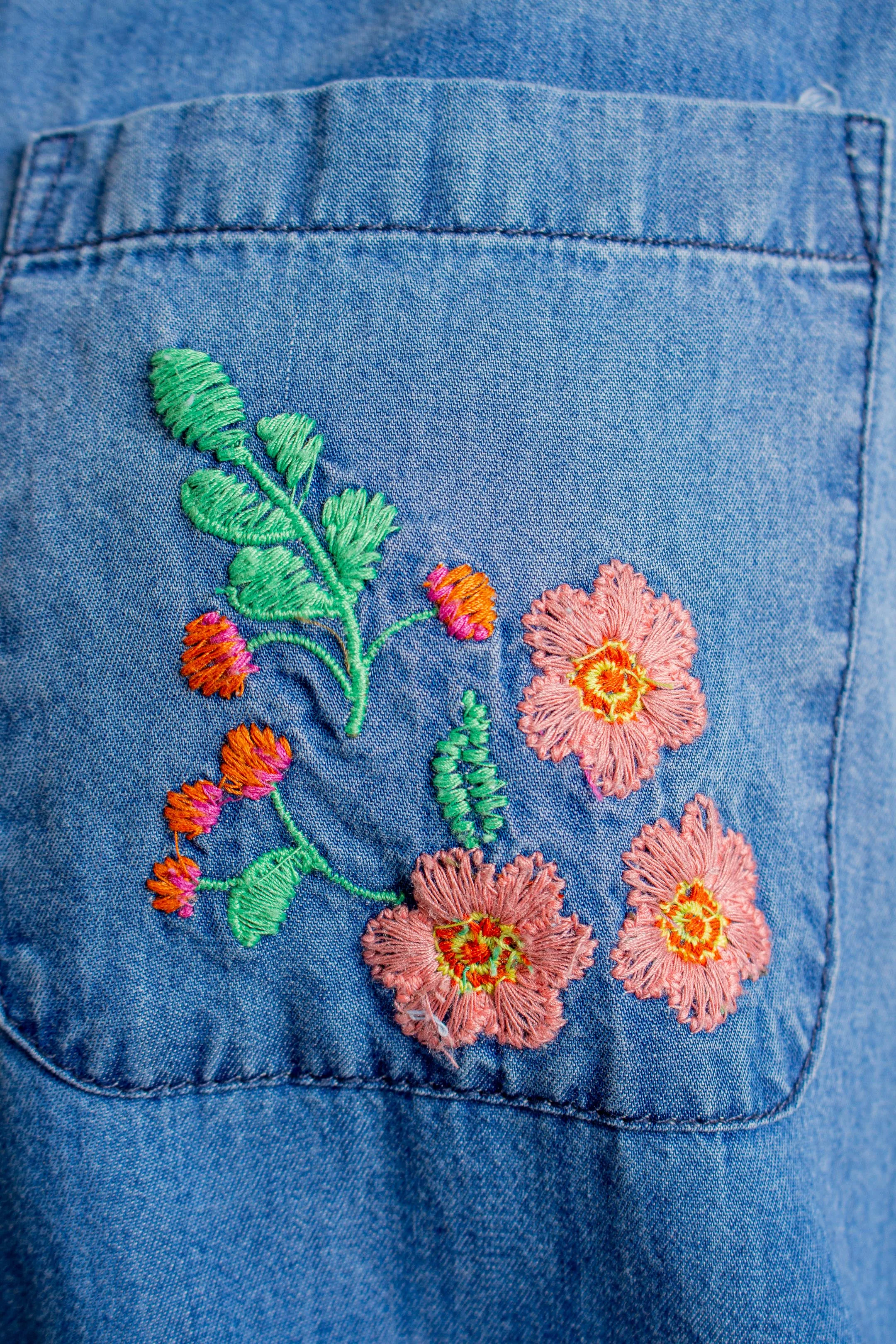 Denim shirt with embroidery