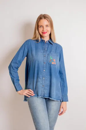 Denim shirt with embroidery
