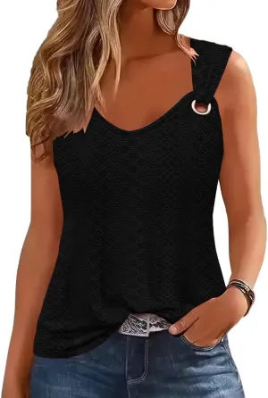 Disamer Womens Tank Tops 2025 Loose Fit Casual Summer Spaghetti Strap Trendy Spring Cute Lace Sleeveless T Shirts