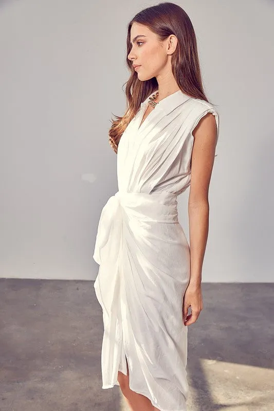 DO   BE COLLECTION Sleeveless Button Front Tie Dress