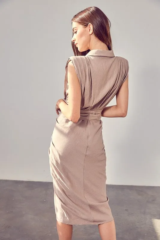 DO   BE COLLECTION Sleeveless Button Front Tie Dress