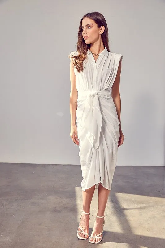 DO   BE COLLECTION Sleeveless Button Front Tie Dress