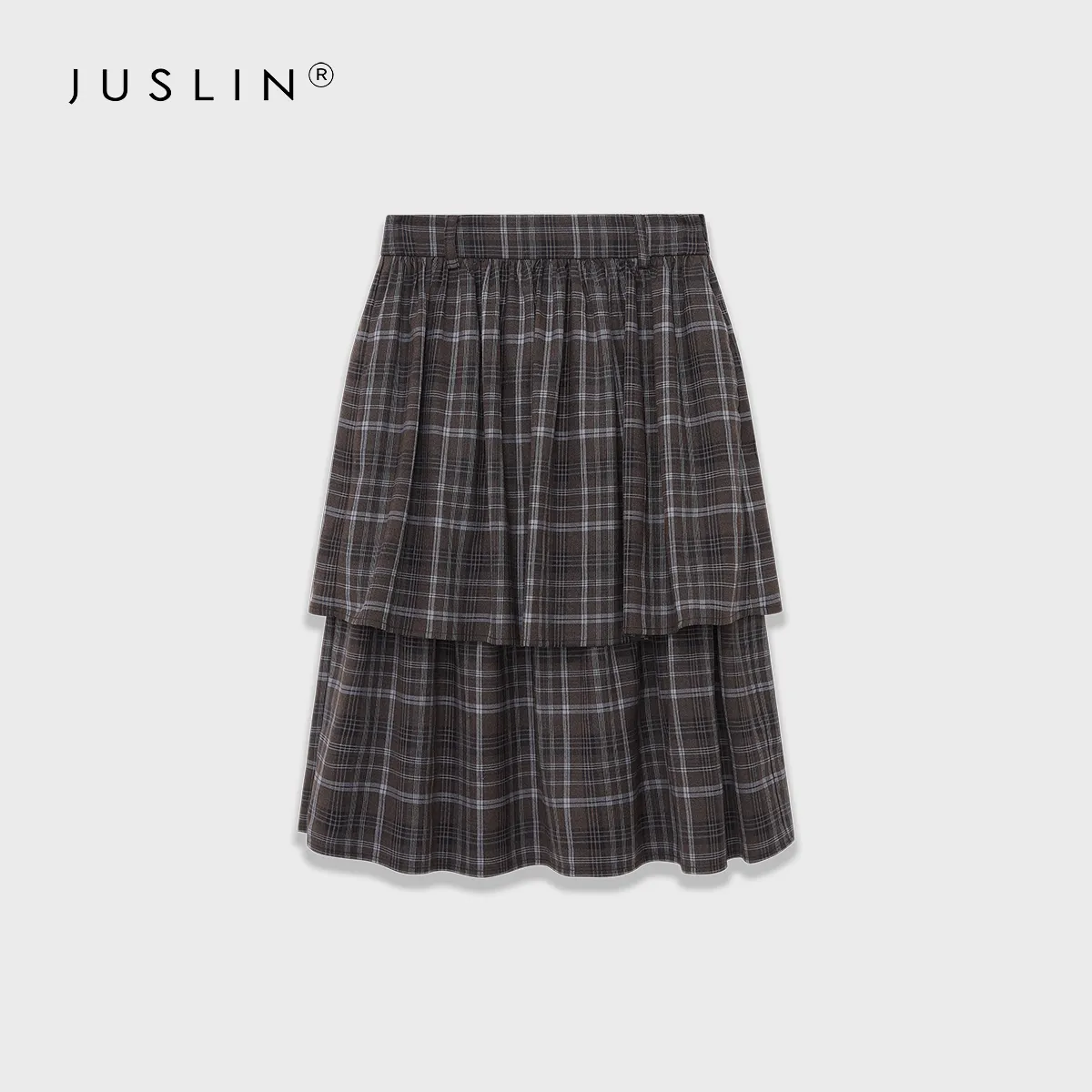 Double-Layer Plaid Skirt