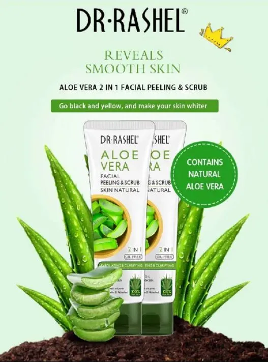 DR.RASHEL 2 in 1 Aloe Vera Exfoliating Cream Peeling Facial Scrub Aloe vera facial peeling &scrub DRL- 1531