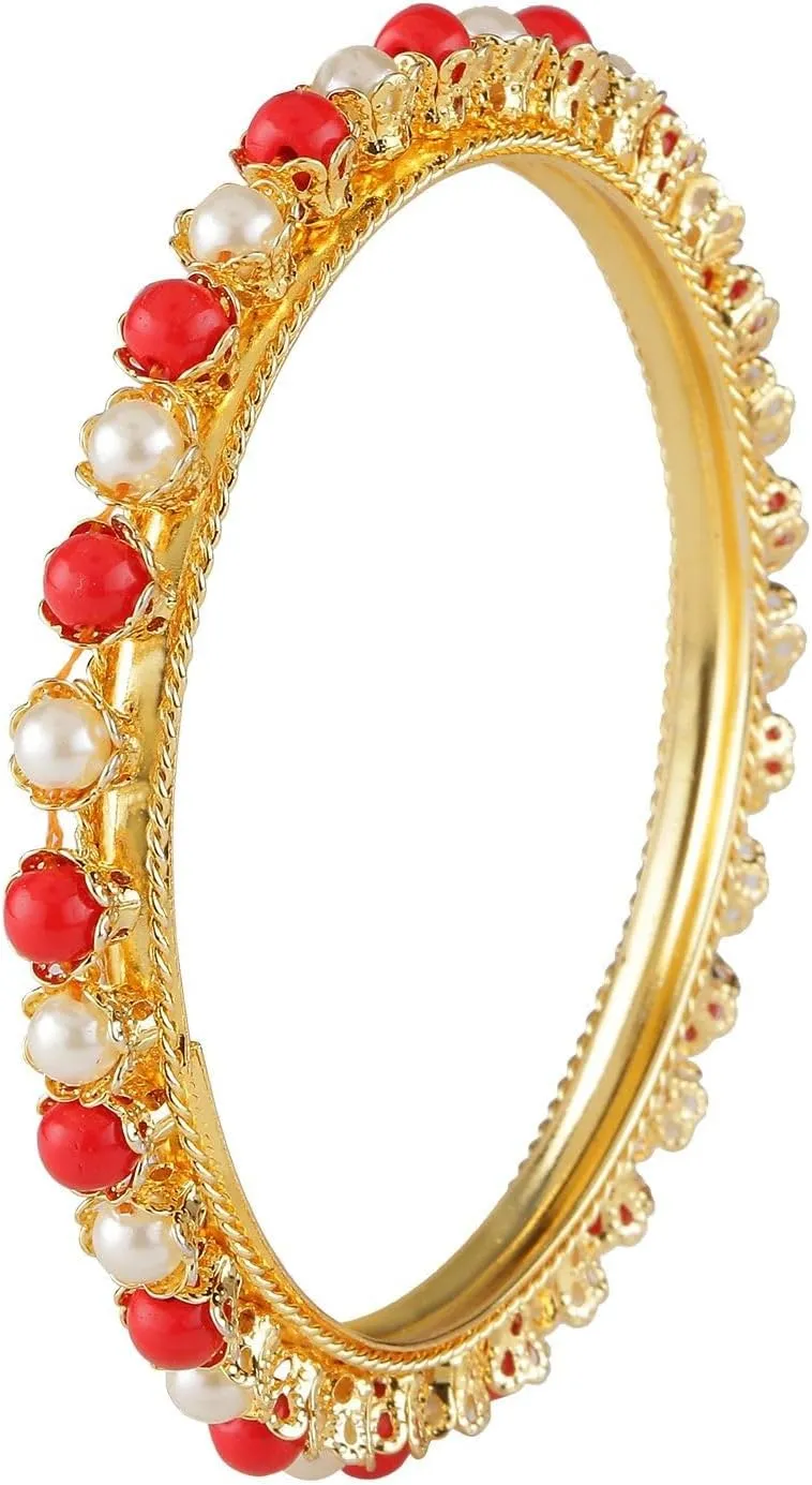 Efulgenz Indian Style Bollywood Traditional Gold Tone Beads Crystal Wedding Bridal Bracelet Bangle Set Jewelry