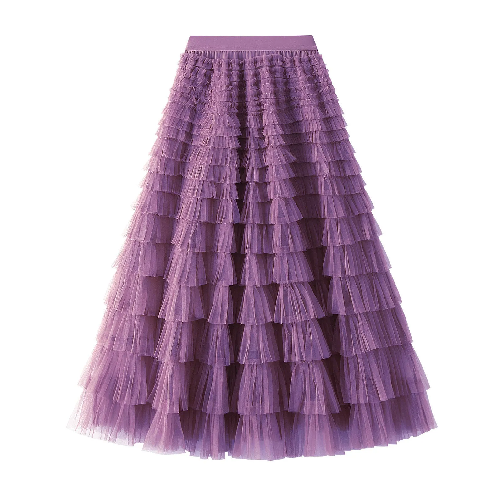 Elegant Tiered Mesh Midi Skirt