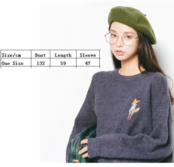 Embroidery Loose Puff Sleeve Sweater