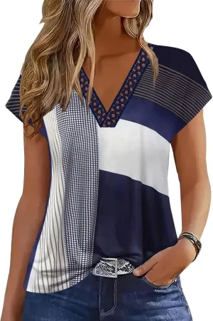 ETCYY Womens Summer Tank Tops 2025 Loose Fit Trendy Lace V Neck Solid Color Cap Sleeve T Shirts Blouses