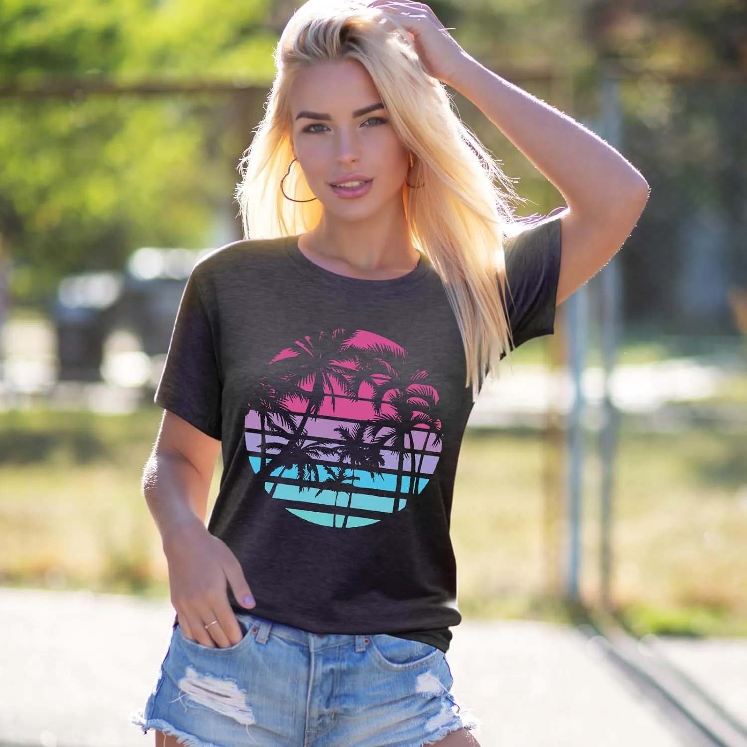 EUOW Tshirts for Womens Graphic Summer Tees Short Sleeve Loose Fit Trendy Tops