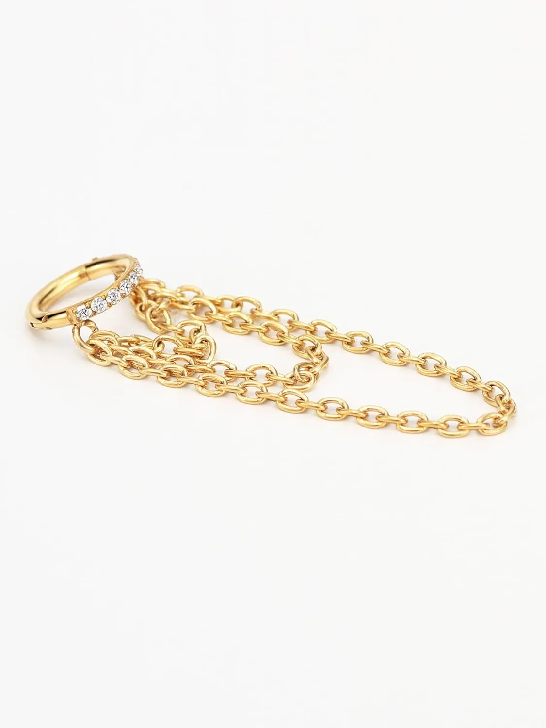 FANSING 316L Surgical Steel Triple Chains Cubic Zirconia Cartilage Piercing Hoop