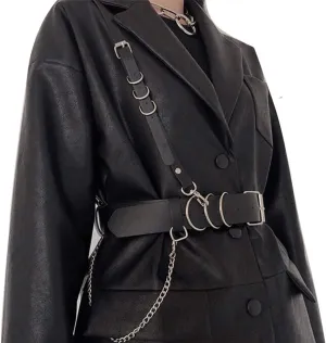 Fashion Harness Waist Body Belt Punk Chest Belt with Chains for Women Girls Ladies