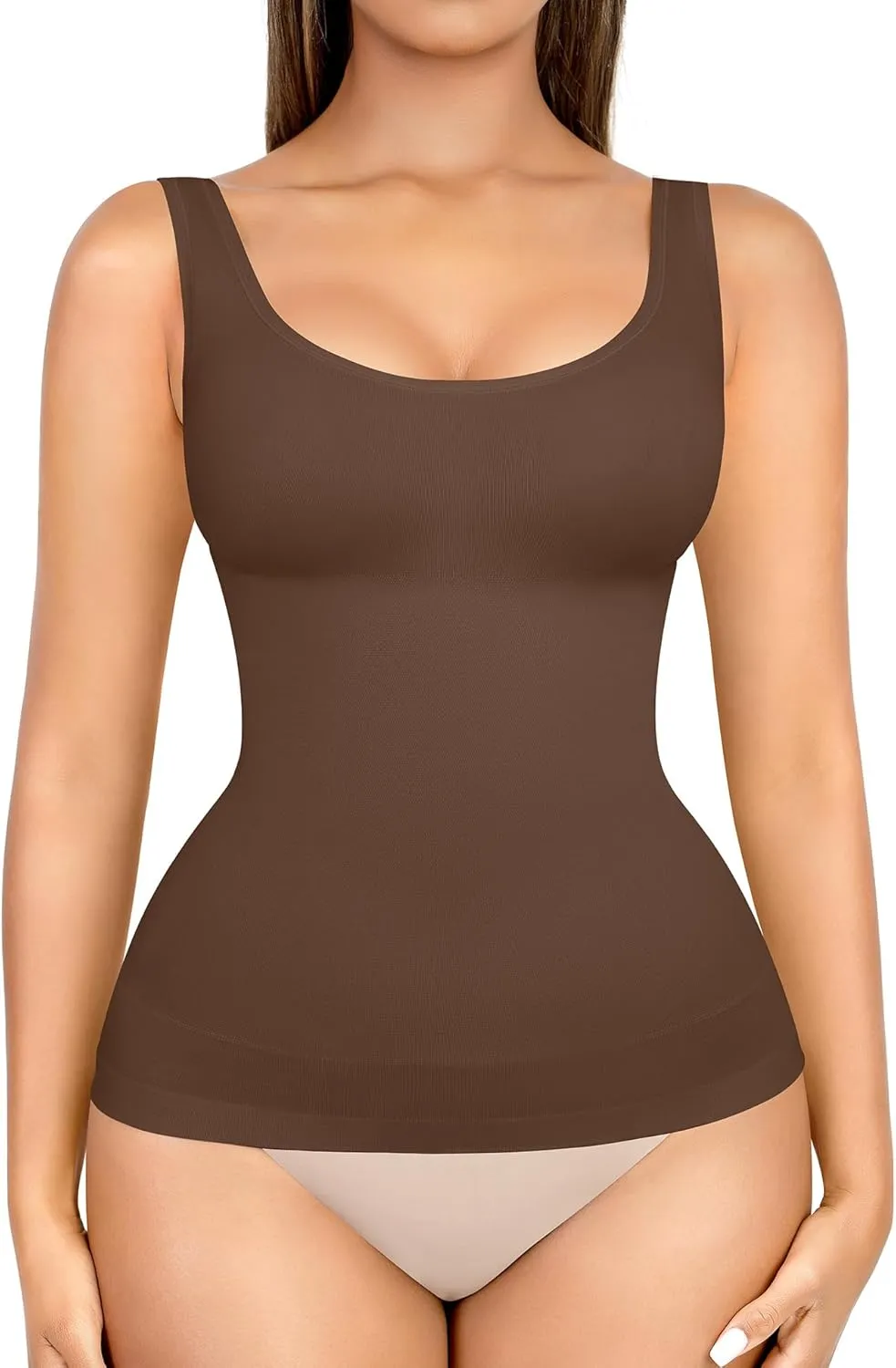 FeelinGirl Tummy Control Shapewear Tank Tops Seamless Compression Tops Slimming Body Shaper Wide Strap Camisole