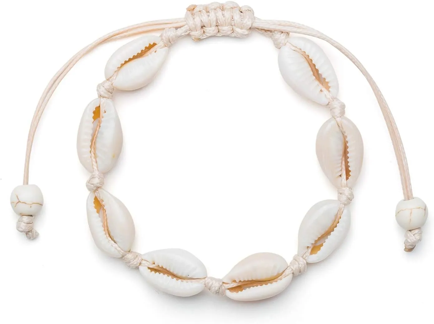 Fesciory Puka Shell Anklet for Women Summer Natural Cowrie Adjustable Ankle Bracelet, Handmade Boho Hawaiian Beach Seashell Jewelry