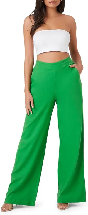 Forever 21 Women's Linen-Blend Wide-Leg Pants