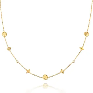 Four Leaf Clover Necklace for Women-18K Gold Plated CZ Cubic Zirconia Chocker Necklace, Dainty Lightweight Lucky Necklace Accessories Jewelry gifts for Mother's Day.Adding color to the charm of women