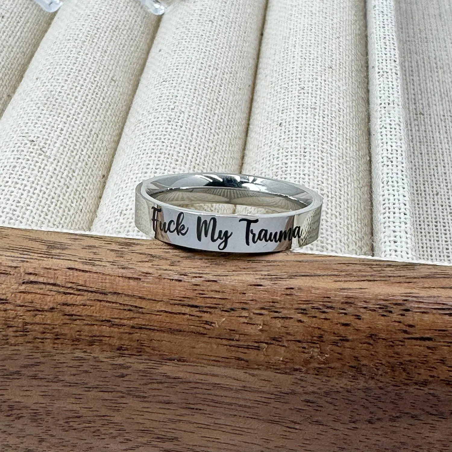 Fuck My Trauma Ring - Inspirational Healing Stainless Steel Jewelry - Friendship Gifts for Women Men