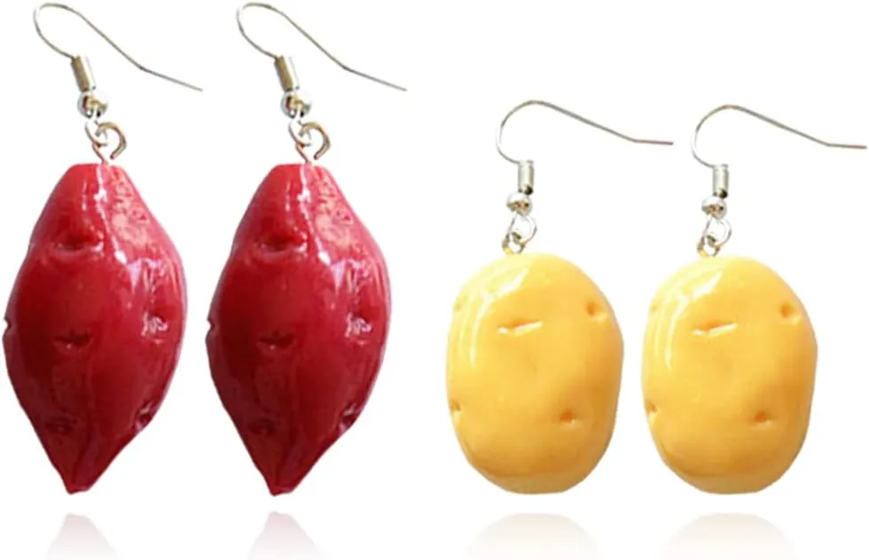 Funny Handmade Simulation Food Potato Sweet Potato Dangle Drop Earrings Cute Unique 3D Earrings for Women