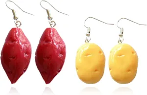 Funny Handmade Simulation Food Potato Sweet Potato Dangle Drop Earrings Cute Unique 3D Earrings for Women