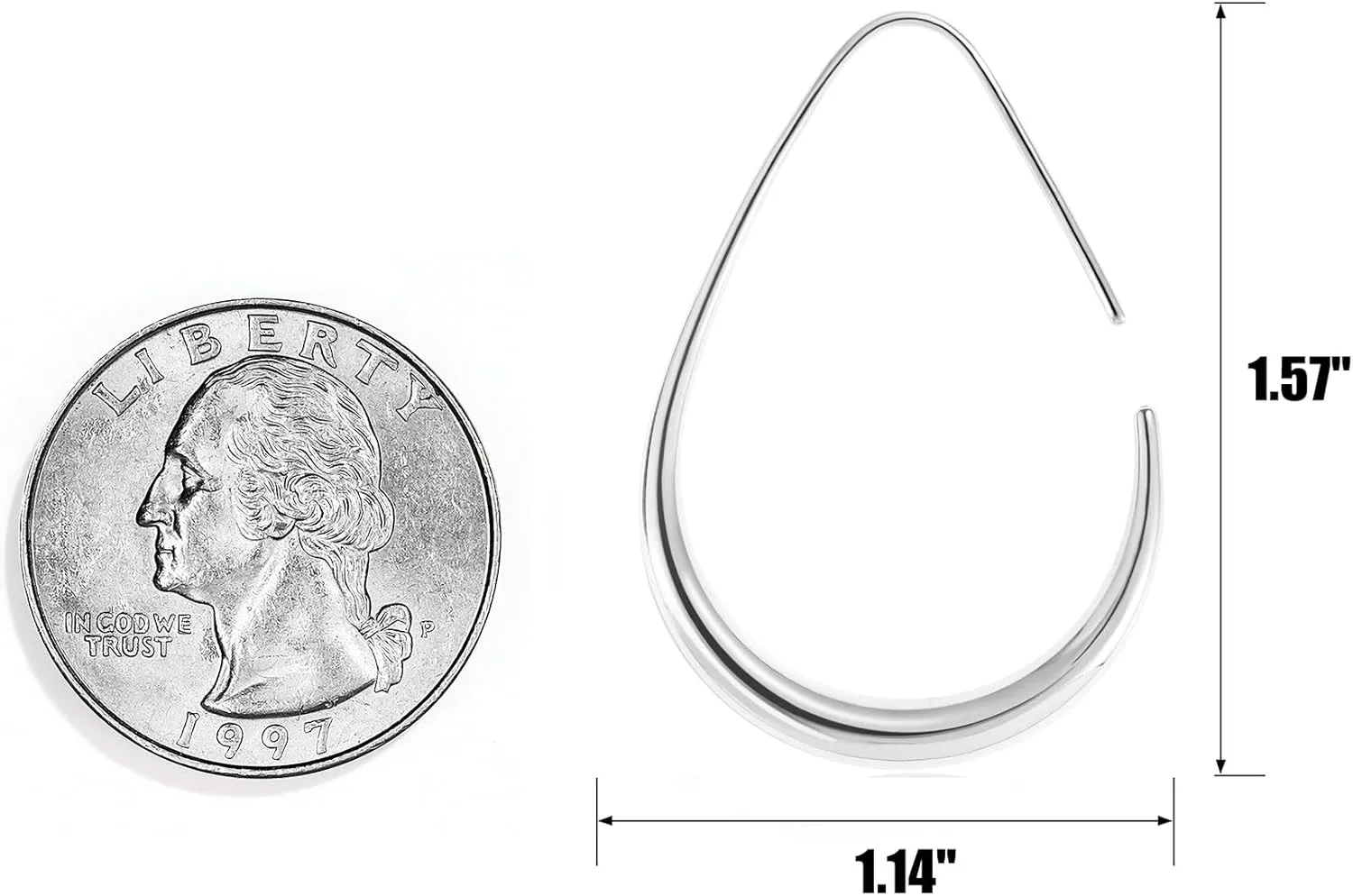 Gacimy Teardrop Hoop Earrings for Women, 14K Gold Plated Oval Pull Through Hoop Earrings for Women, Gold Drop Hoop Earrings for Women