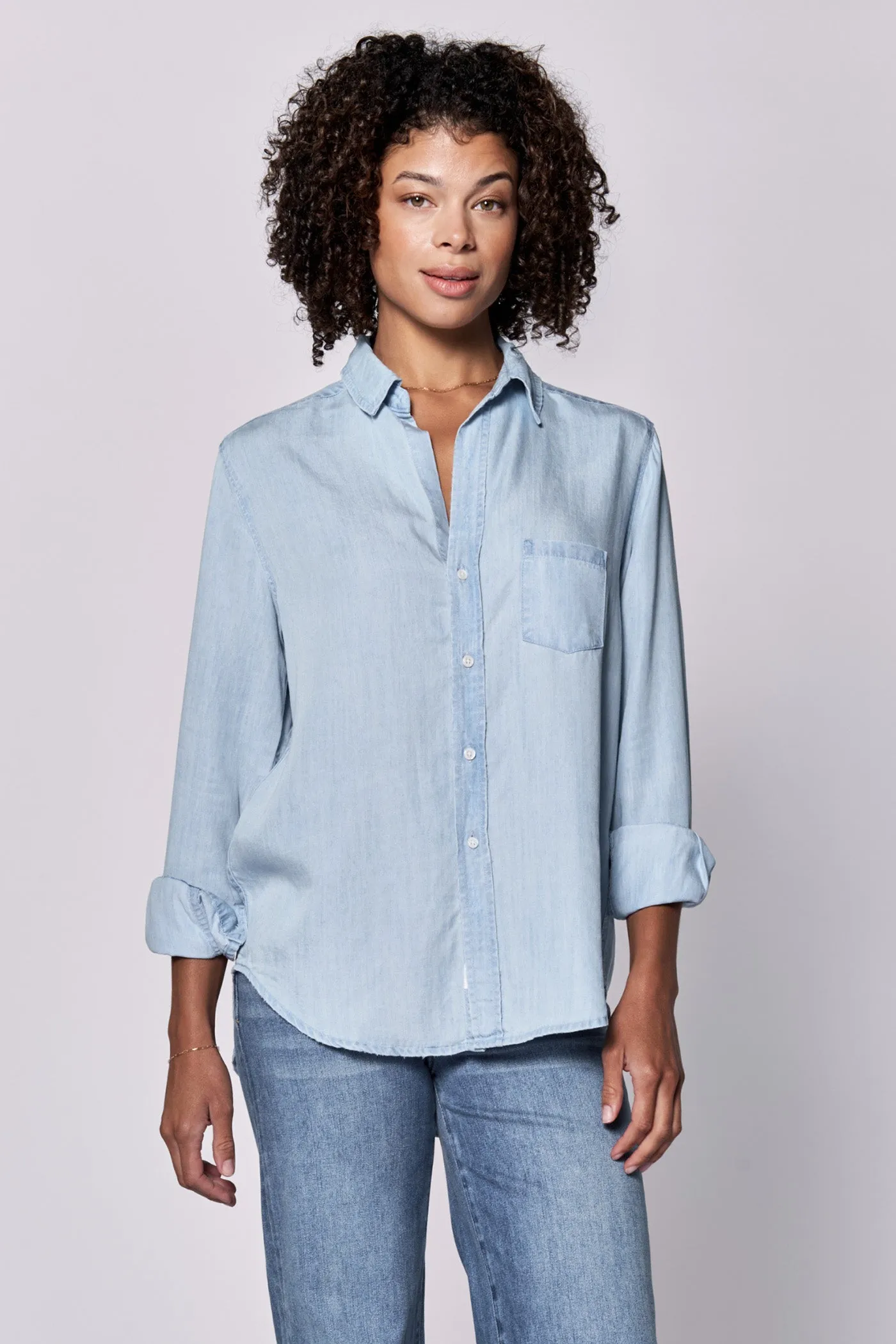 GALINA BUTTON DOWN LONG SLEEVE SHIRT CAROLINA BLUE