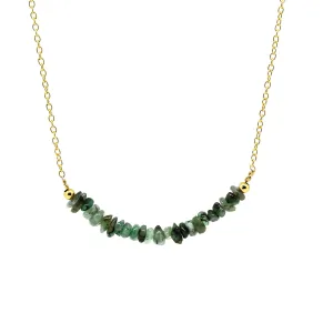 Gempires Natural Green Emerald Crystal Necklace May Birthstone Jewelry Gifts Hypoallergenic 18 Inch Gold Plated Lightweight Gemstone Necklaces For Women