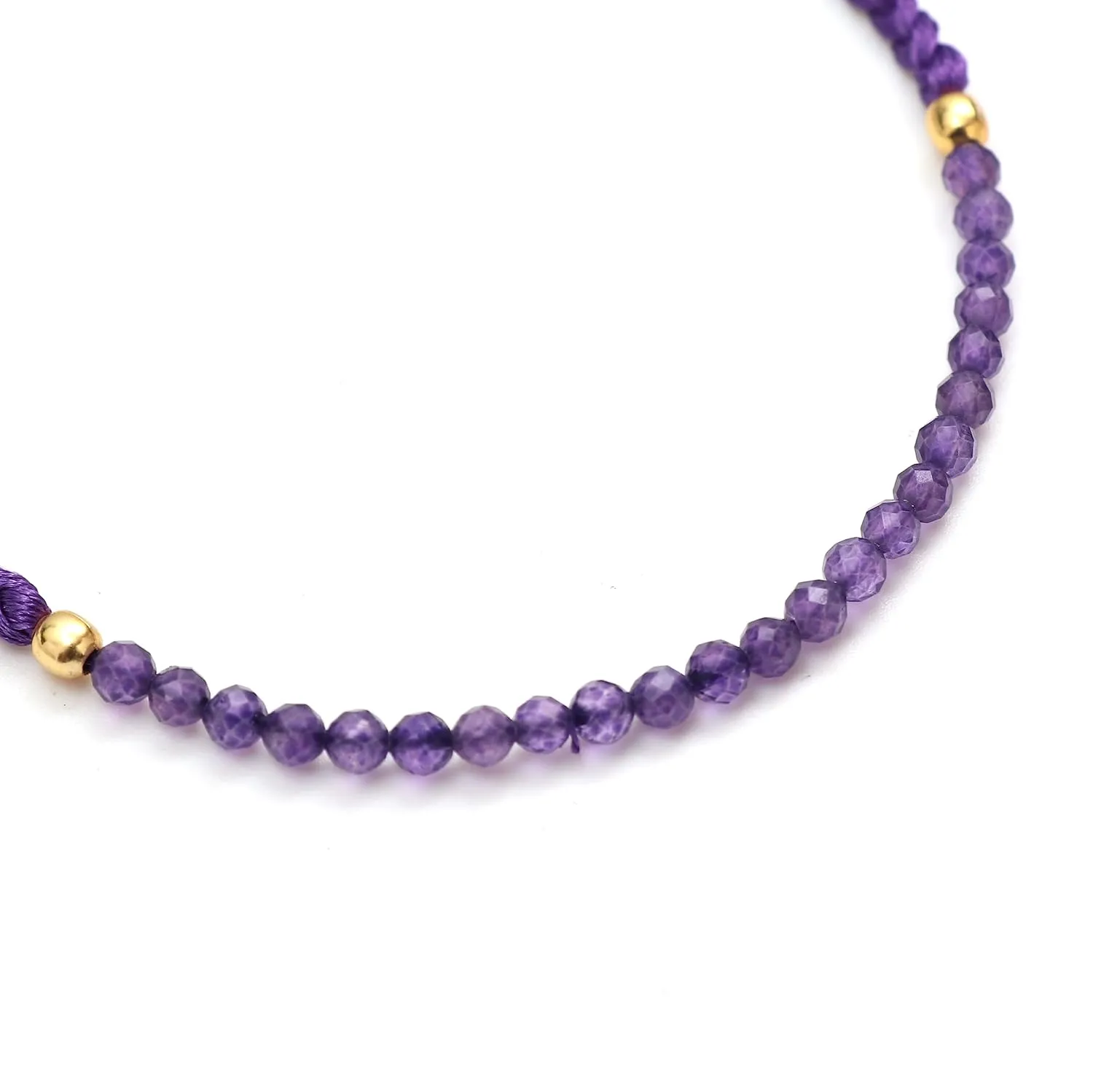 Gempires Natural Purple Amethyst Beaded Braided Bracelet February Birthstone Jewelry Gemstone Bracelets Gift For Women Handmade Everday Wear Jewelry