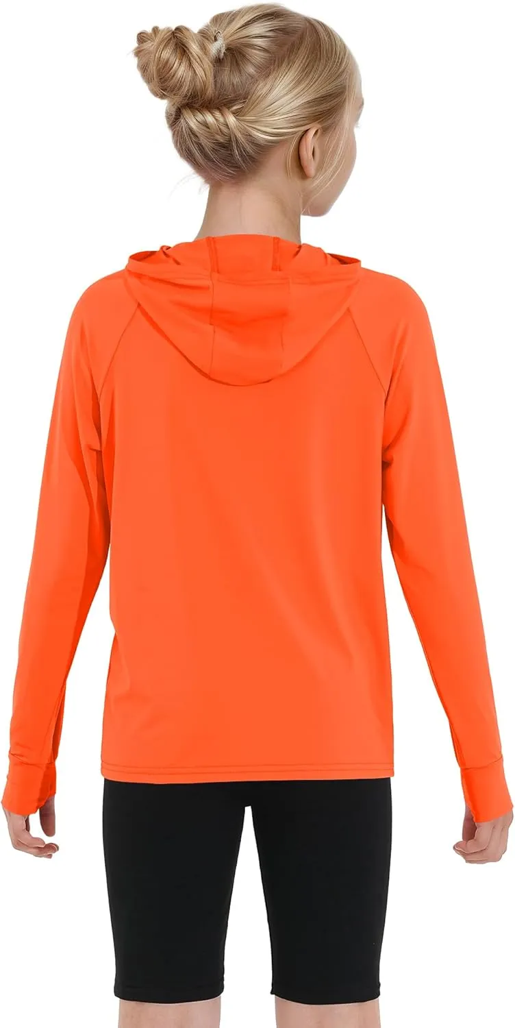 Girls Rash Guard Shirts Boys Long Sleeve Quick Dry Swim Shirts UPF 50  Sun Protection Hoodie for Kids