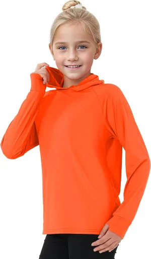 Girls Rash Guard Shirts Boys Long Sleeve Quick Dry Swim Shirts UPF 50  Sun Protection Hoodie for Kids