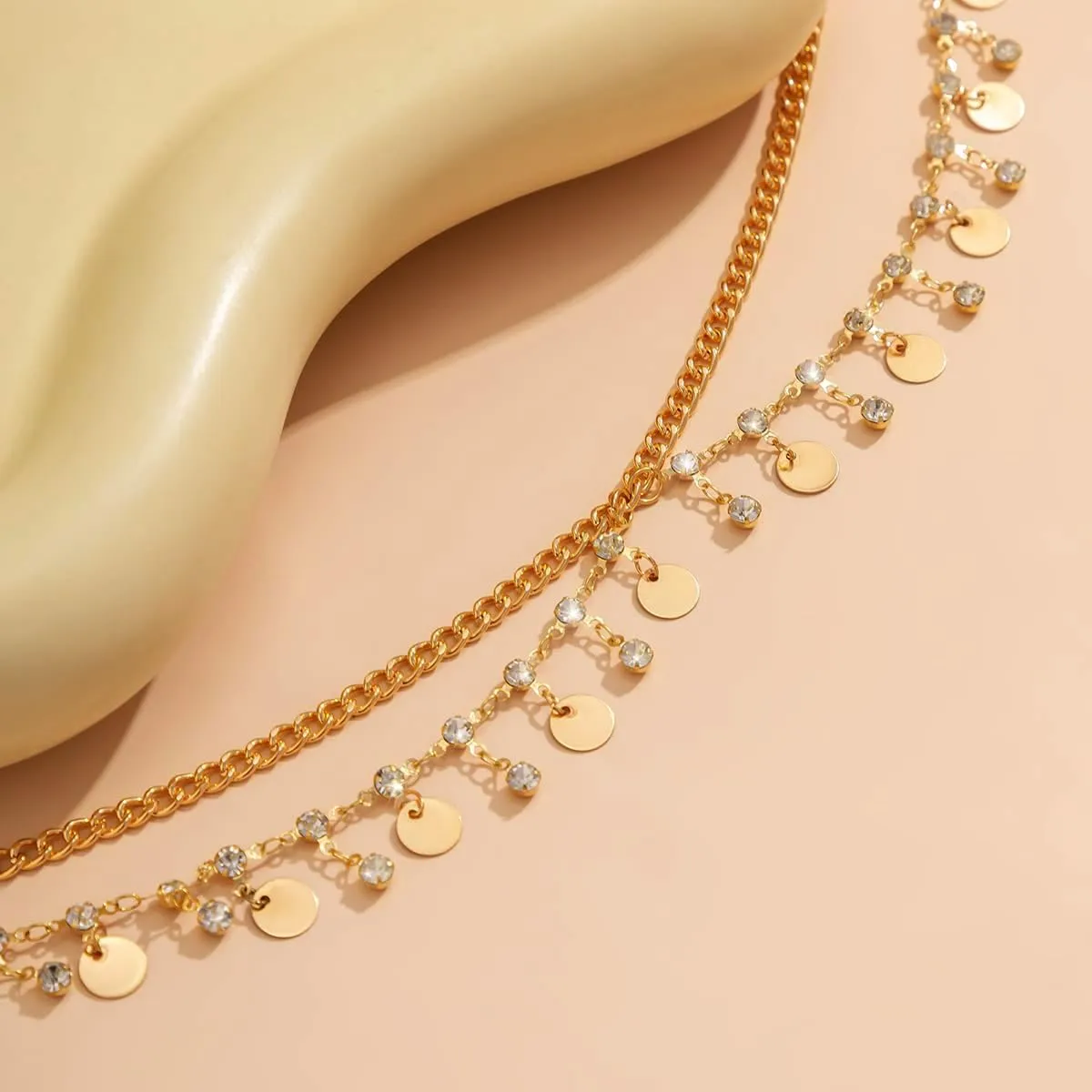 Gold Belly Chain Rhinestone Body Jewelry Chain Plated Waist Chains Layered Body Waist Summer Beach Bikini Jewelry for Women