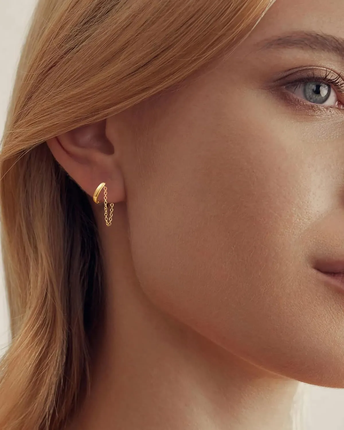 Gold Chain Earrings for Women, Minimalist Small Dangle Chain Huggie Hoop Earrings for Women