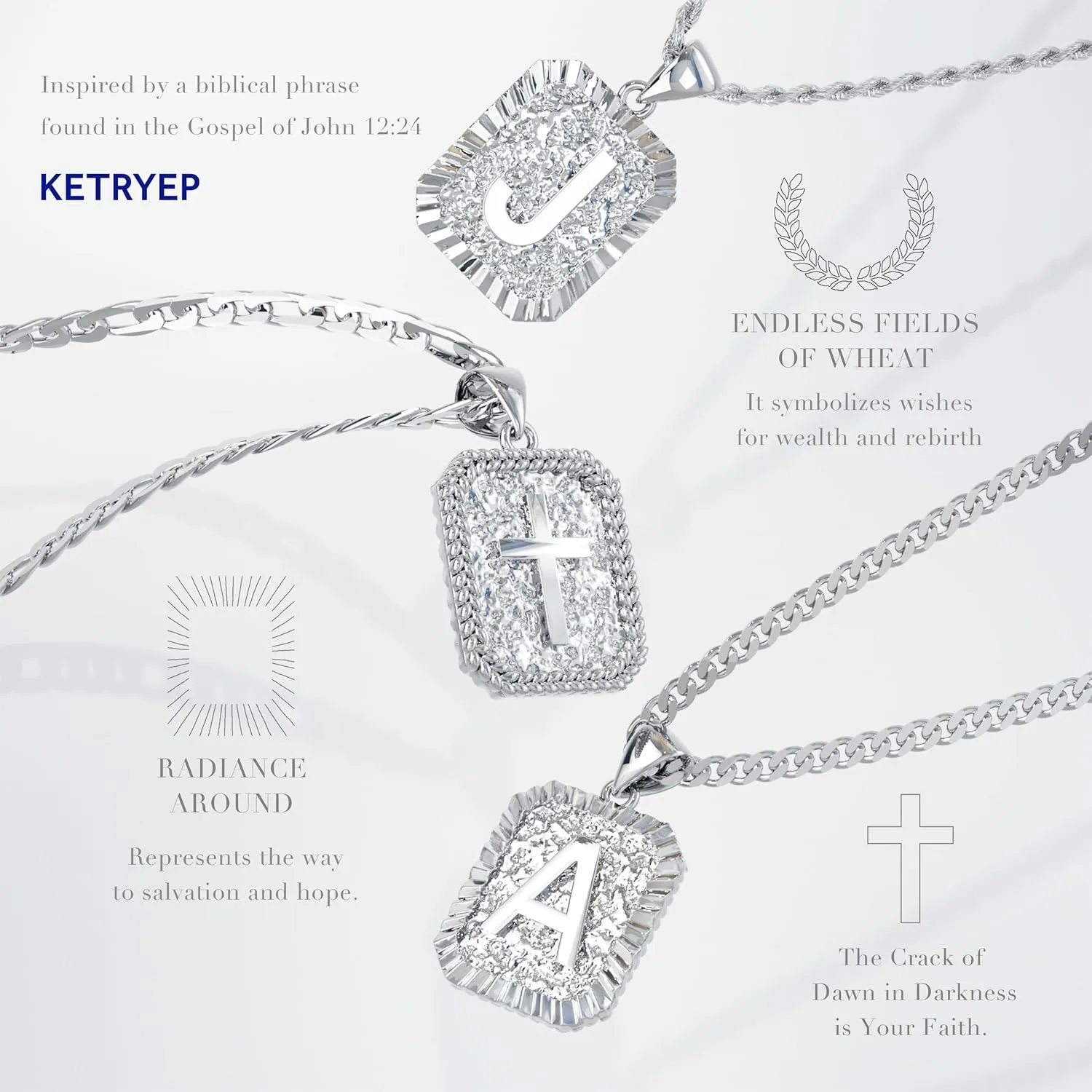 Gold Initial Necklaces for Men 18k Gold Plated Letter A-Z Pendant With Stainless Steel Figaro/Rope/Cuban Chain, Mens Cross Letter Necklace for Christmas Birthday Religious Gifts
