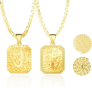 Gold Initial Necklaces for Men 18k Gold Plated Letter A-Z Pendant With Stainless Steel Figaro/Rope/Cuban Chain, Mens Cross Letter Necklace for Christmas Birthday Religious Gifts