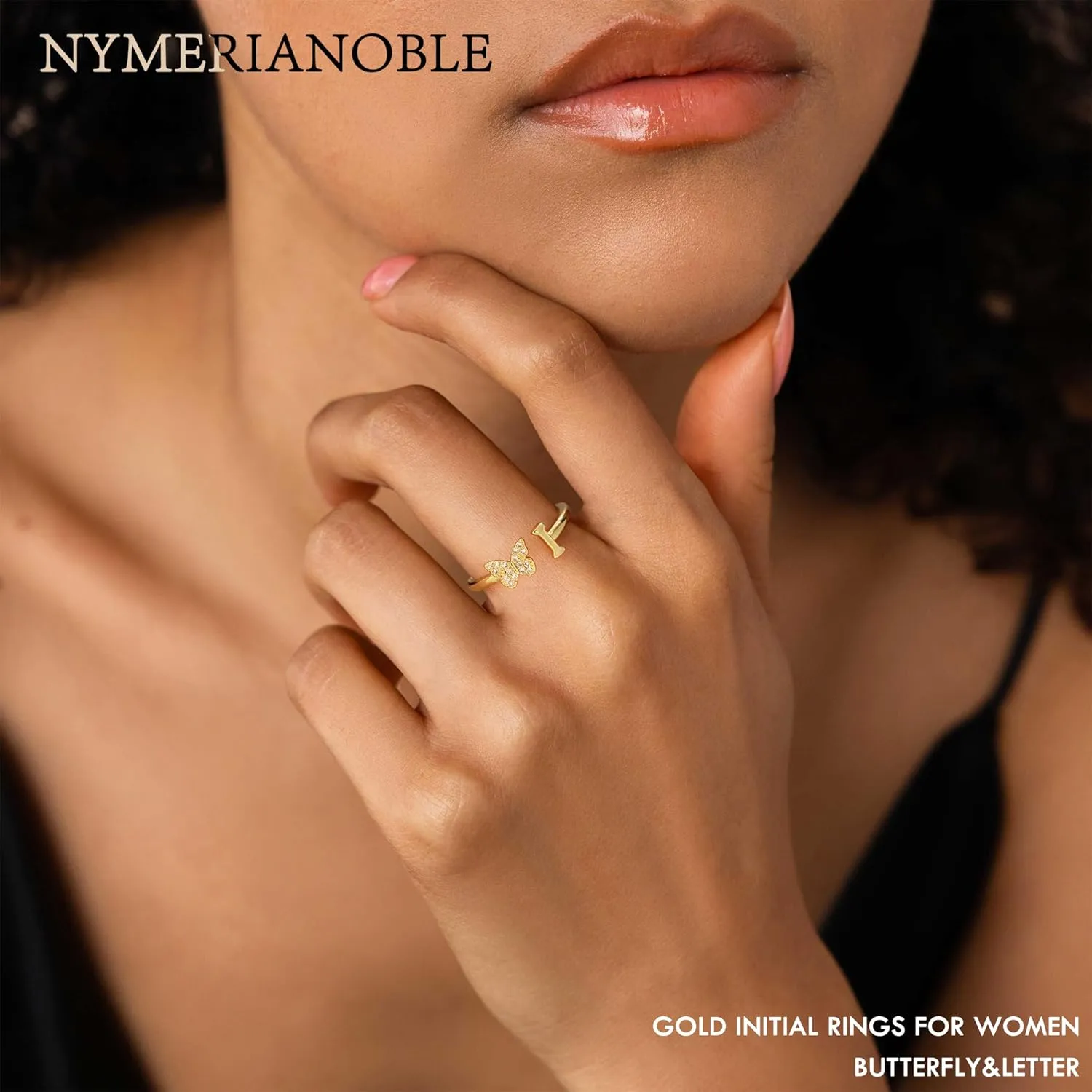 Gold Rings for Women Non Tarnish Letter Rings Birthday Gifts for Sister from Sister Butterfly Jewelry Memorial Gifts for Loss of Mom Gold Jewelry for Women