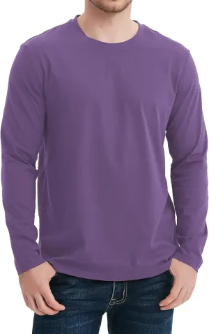 GOLDPKF T Shirts for Men Long Sleeve Cotton Crew Neck Work T Shirts Solid Casual Undershirt Pullover Tops