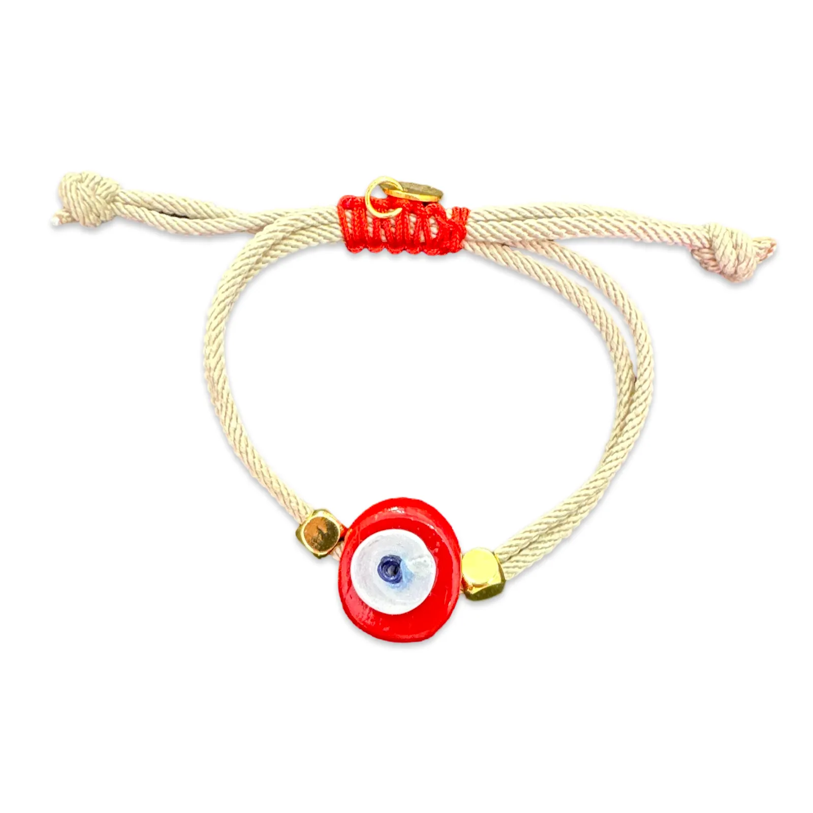 Greek eye bracelet beige red small