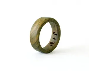 Green Sandalwood Ring, Wood Ring, Men Wedding Band, Wedding Rings, Green Ring, Wooden Wedding Jewelry, Sandalwood Jewelry, Holiday Gift, Personalized Ring, Men Ring