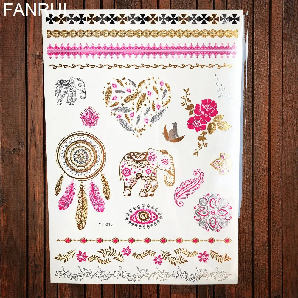 Gypsy Wanderer Gold & Silver Metallic Temporary Tattoos Live Love Wander Lotus Flowers Elephant Armbands Butterflies Feathers Hamsa Isis Ankh Arrows Dreamcatcher Sea Turtle So Many Designs To Choose From Flash Tattoos