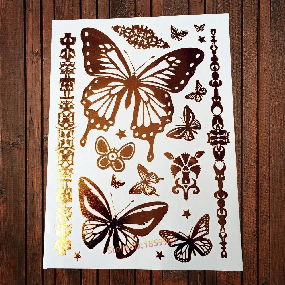 Gypsy Wanderer Gold & Silver Metallic Temporary Tattoos Live Love Wander Lotus Flowers Elephant Armbands Butterflies Feathers Hamsa Isis Ankh Arrows Dreamcatcher Sea Turtle So Many Designs To Choose From Flash Tattoos