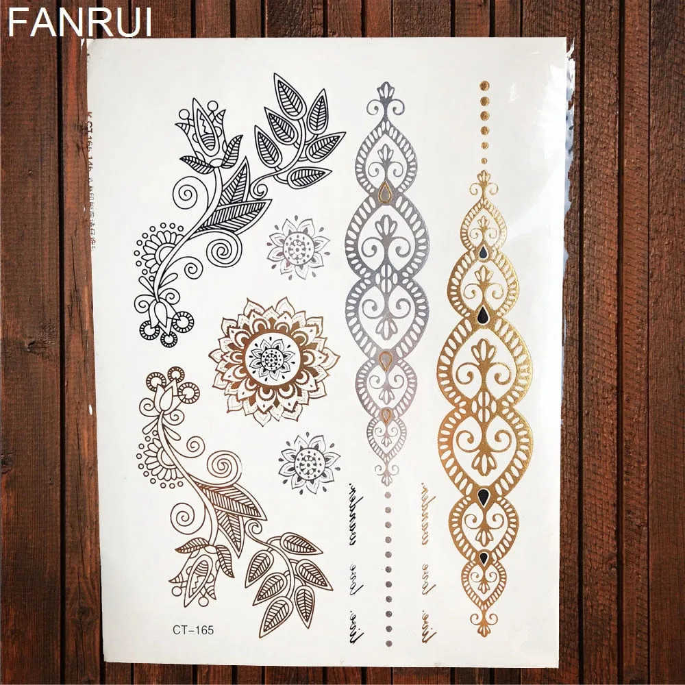 Gypsy Wanderer Gold & Silver Metallic Temporary Tattoos Live Love Wander Lotus Flowers Elephant Armbands Butterflies Feathers Hamsa Isis Ankh Arrows Dreamcatcher Sea Turtle So Many Designs To Choose From Flash Tattoos