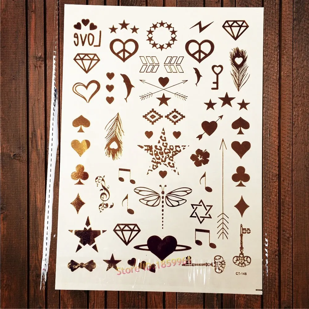 Gypsy Wanderer Gold & Silver Metallic Temporary Tattoos Live Love Wander Lotus Flowers Elephant Armbands Butterflies Feathers Hamsa Isis Ankh Arrows Dreamcatcher Sea Turtle So Many Designs To Choose From Flash Tattoos