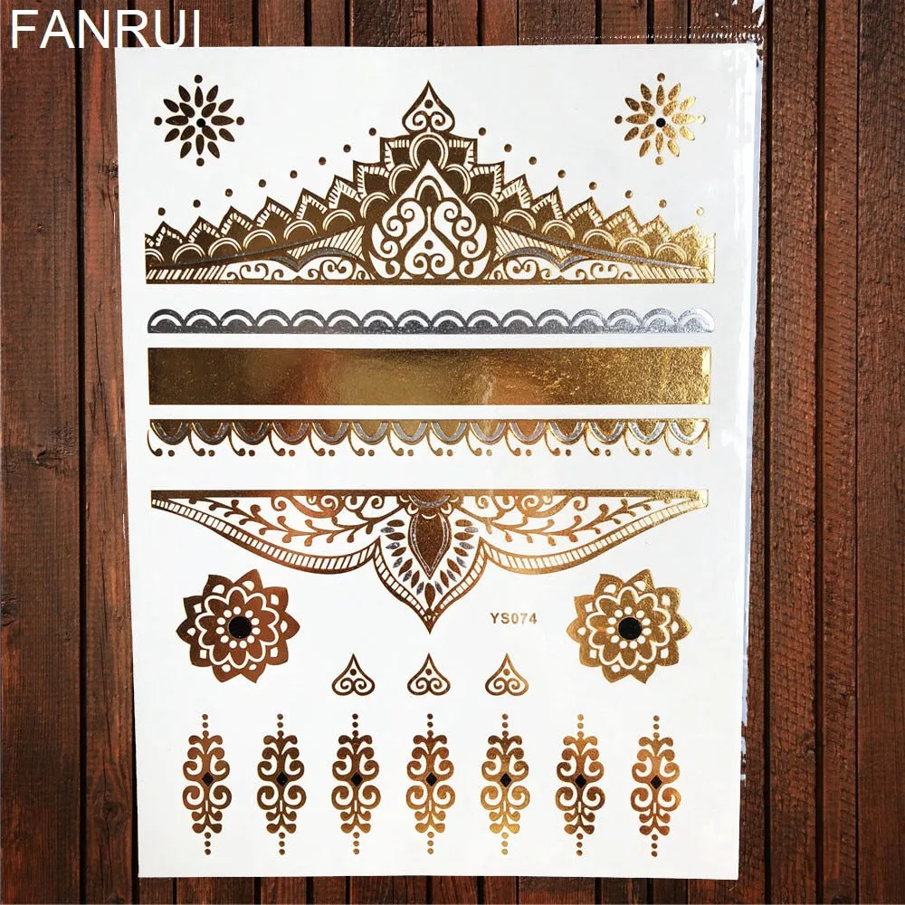 Gypsy Wanderer Gold & Silver Metallic Temporary Tattoos Live Love Wander Lotus Flowers Elephant Armbands Butterflies Feathers Hamsa Isis Ankh Arrows Dreamcatcher Sea Turtle So Many Designs To Choose From Flash Tattoos