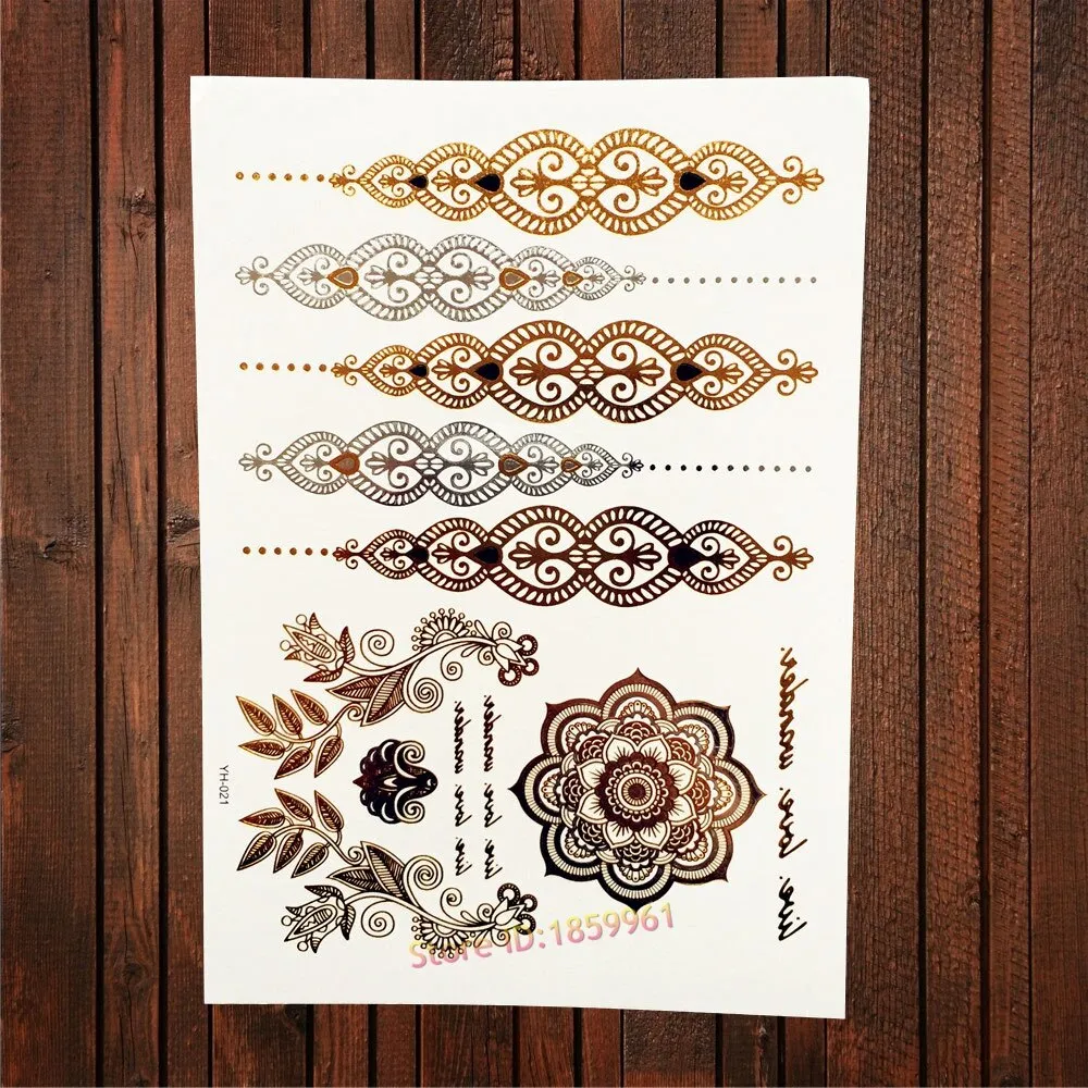 Gypsy Wanderer Gold & Silver Metallic Temporary Tattoos Live Love Wander Lotus Flowers Elephant Armbands Butterflies Feathers Hamsa Isis Ankh Arrows Dreamcatcher Sea Turtle So Many Designs To Choose From Flash Tattoos