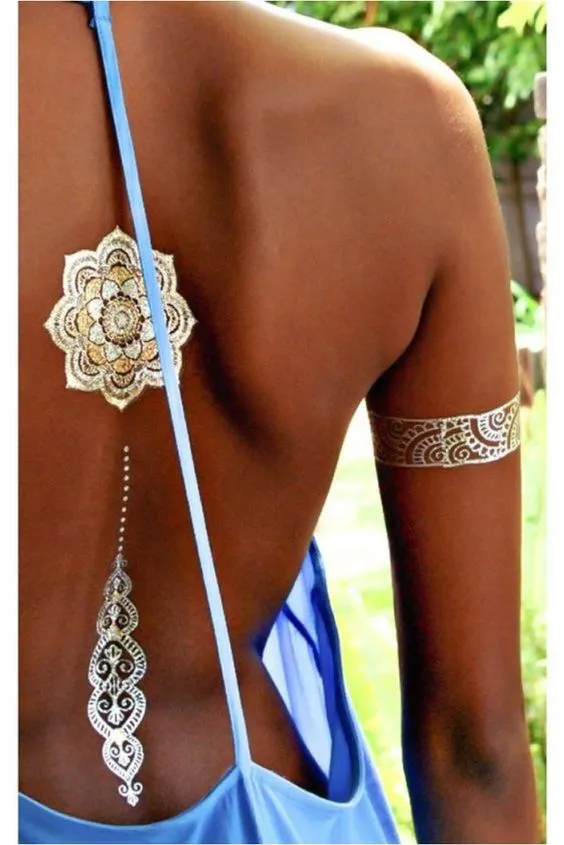 Gypsy Wanderer Gold & Silver Metallic Temporary Tattoos Live Love Wander Lotus Flowers Elephant Armbands Butterflies Feathers Hamsa Isis Ankh Arrows Dreamcatcher Sea Turtle So Many Designs To Choose From Flash Tattoos