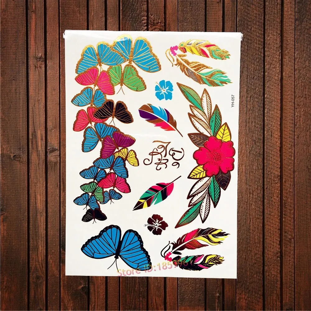 Gypsy Wanderer Gold & Silver Metallic Temporary Tattoos Live Love Wander Lotus Flowers Elephant Armbands Butterflies Feathers Hamsa Isis Ankh Arrows Dreamcatcher Sea Turtle So Many Designs To Choose From Flash Tattoos