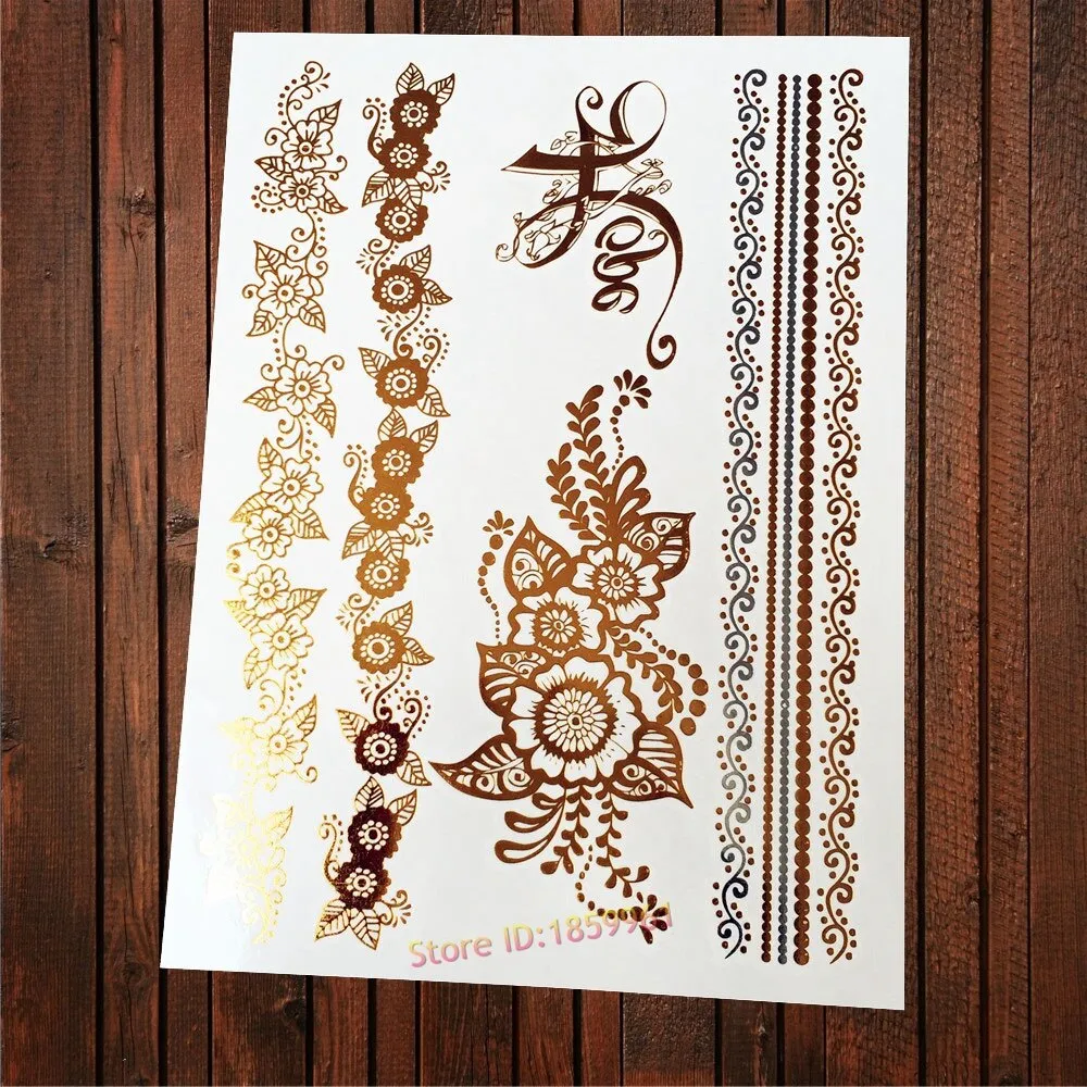 Gypsy Wanderer Gold & Silver Metallic Temporary Tattoos Live Love Wander Lotus Flowers Elephant Armbands Butterflies Feathers Hamsa Isis Ankh Arrows Dreamcatcher Sea Turtle So Many Designs To Choose From Flash Tattoos