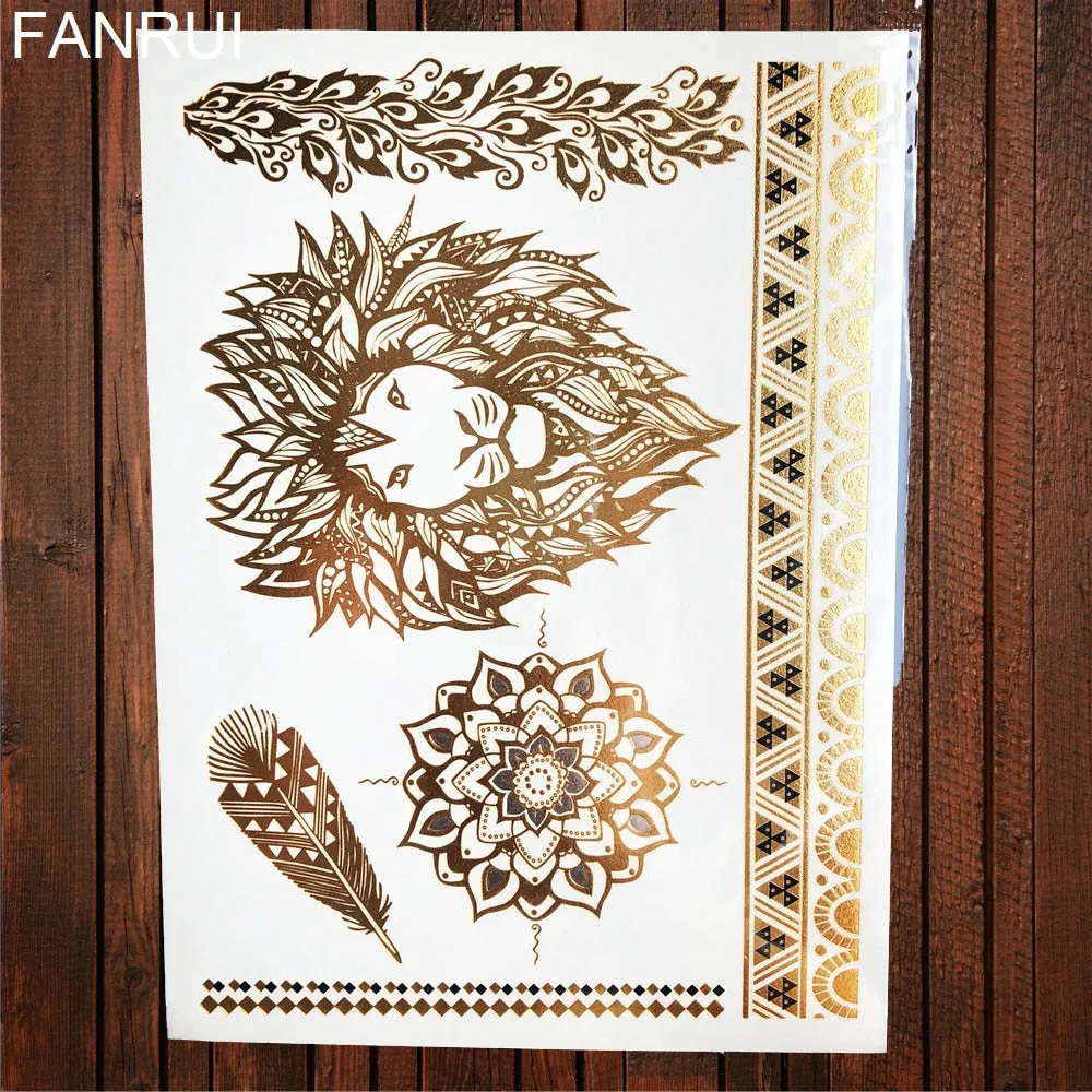 Gypsy Wanderer Gold & Silver Metallic Temporary Tattoos Live Love Wander Lotus Flowers Elephant Armbands Butterflies Feathers Hamsa Isis Ankh Arrows Dreamcatcher Sea Turtle So Many Designs To Choose From Flash Tattoos